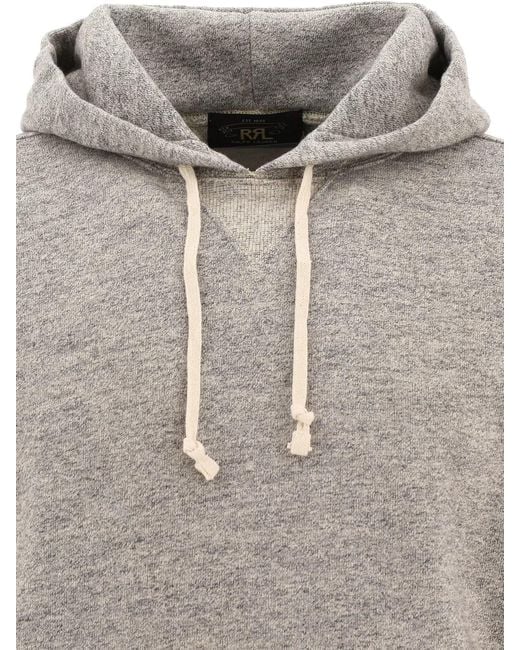 RRL Gray "Popover" Hoodie for men