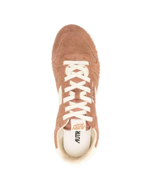 Autry Pink Leather Logo Patch Flat Shoes for men
