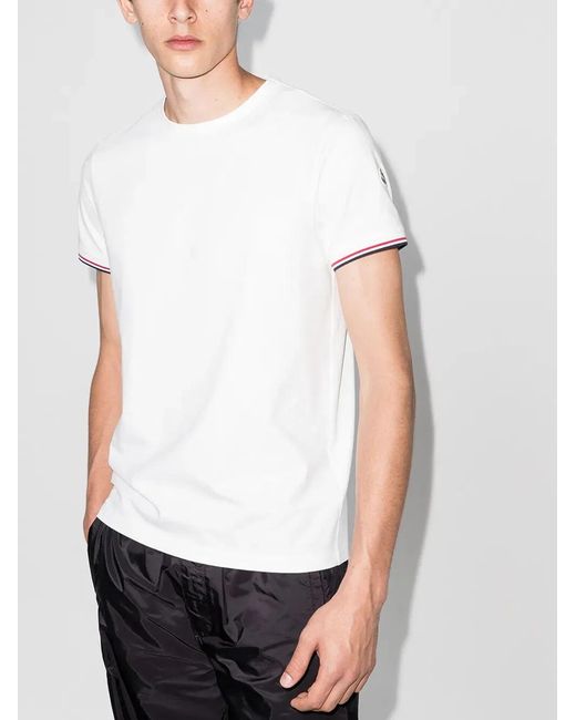 Moncler White Cotton Logo T-Shirt for men
