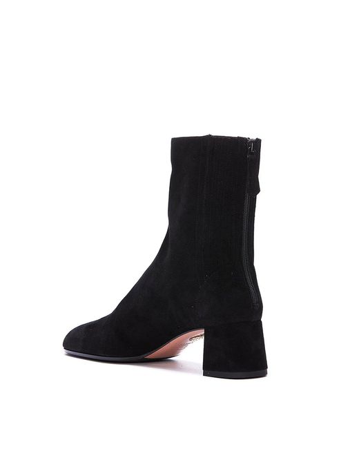Aquazzura Black Suede Booties With Rear Zip