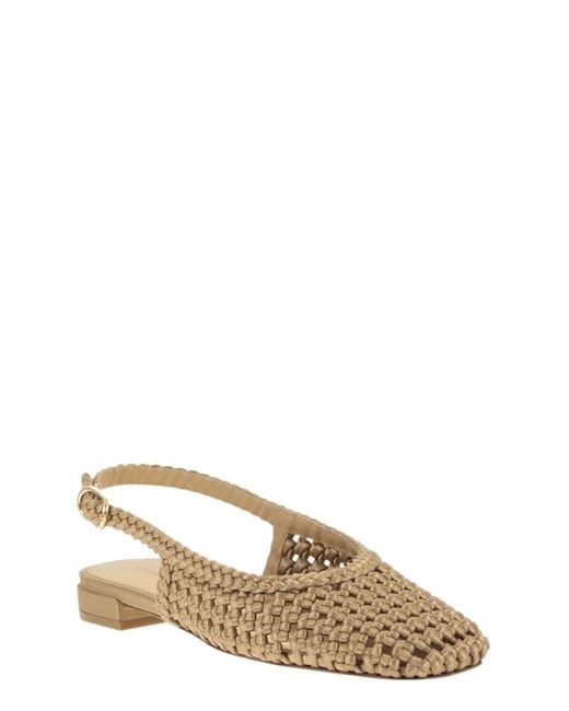 Stuart Weitzman Natural Woven Satin Slingback Flats With Pointed Toe