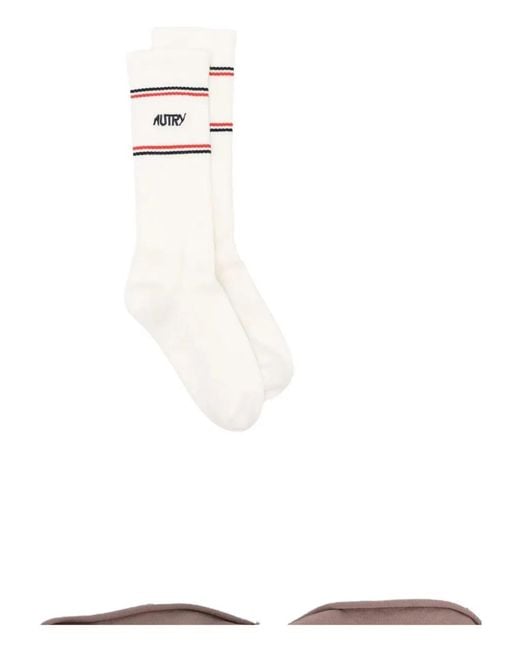 Autry X Maison Kitsune White Socks With Logo