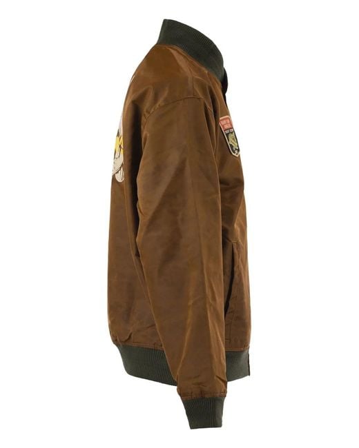 Filson Brown Technical Nylon Bomber Jacket With Heritage Embroidery for men