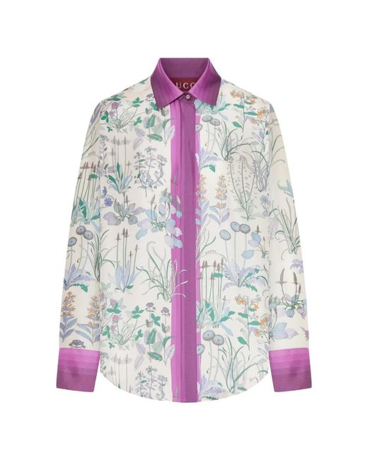 Gucci White Floral-Print Shirt