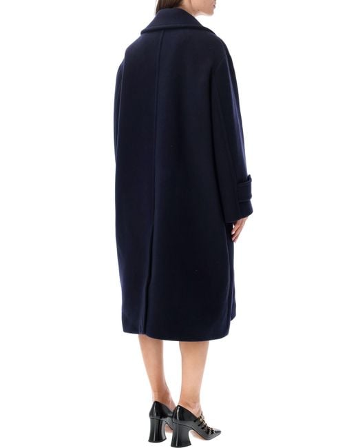Chloé Blue Oversized Double-Breasted Wool Coat