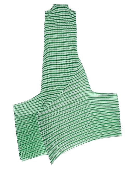 Issey Miyake Green 'Generic Stripes (Machine Pleats) Dress