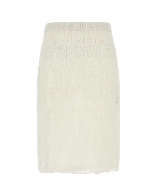 Bottega Veneta White Lace Skirt