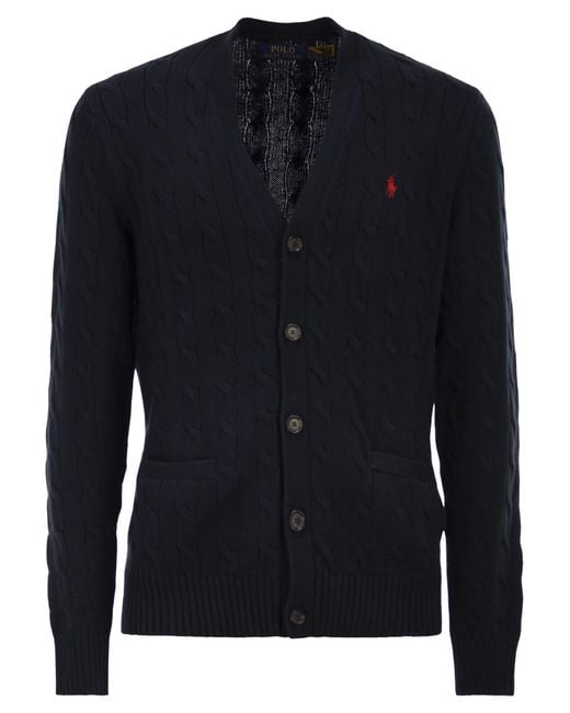 Polo Ralph Lauren Blue Cotton Cable Knit Cardigan for men