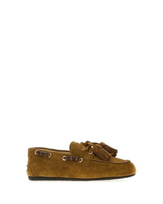 Miu Miu Green Khaki Suede Loafers
