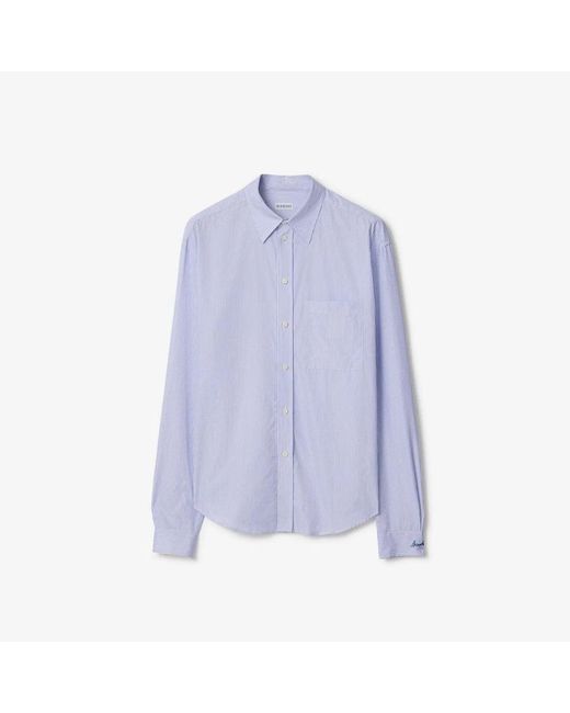 Burberry Purple Regular Fit Striped Cotton Poplin Shirt for men