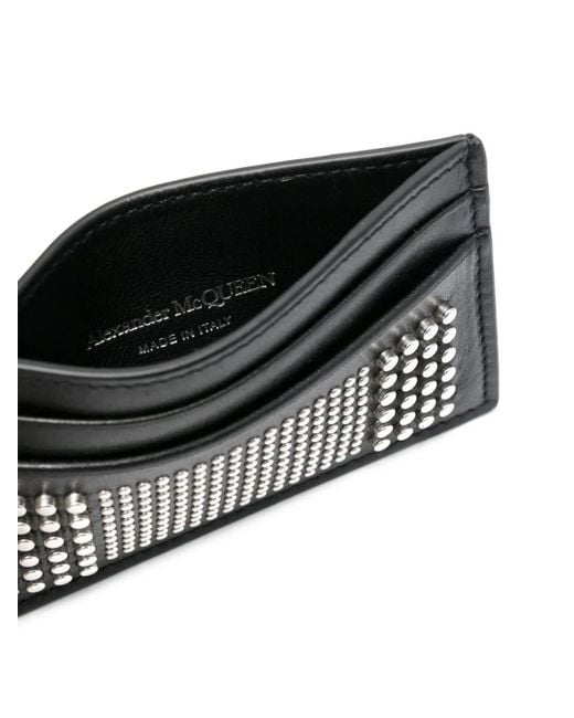 McQueen Black Leather Card Holder for men