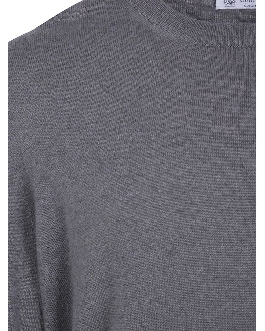 Brunello Cucinelli Gray Cashmere Sweater for men