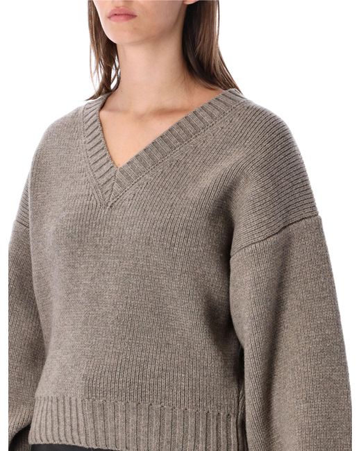 Rohe Gray V-Neck Wool Pullover
