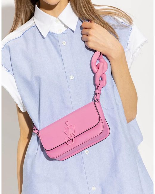 J.W. Anderson Pink Anchor Logo Chain Baguette Shoulder Bag