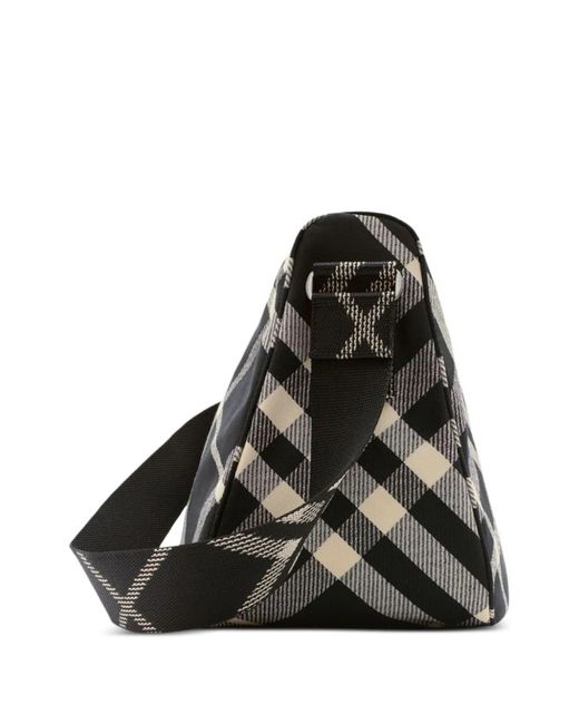 Burberry Black Embroidered Fabric Shield Crossbody Bag for men