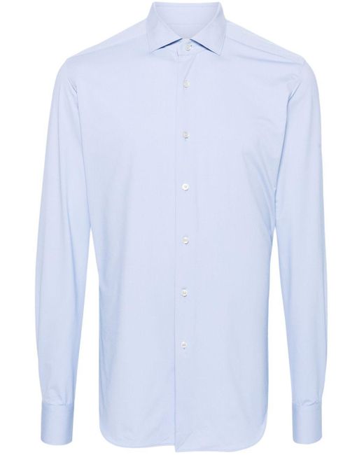 Xacus Blue Stretch Geometric Buttoned Shirt for men