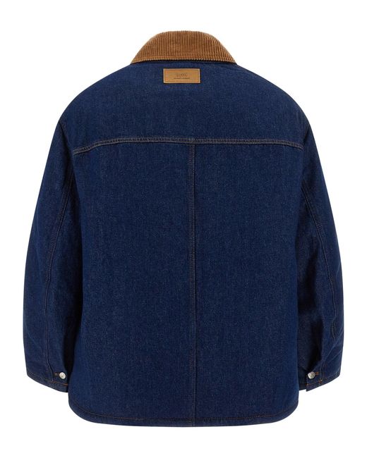 AMI Blue Padded Denim Jacket for men