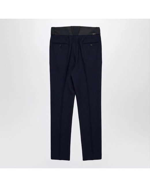 Prada Blue Wool Trousers With Technical Details for men