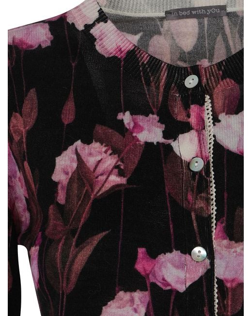 In bed with You Black Printed Korean Collar Sweater