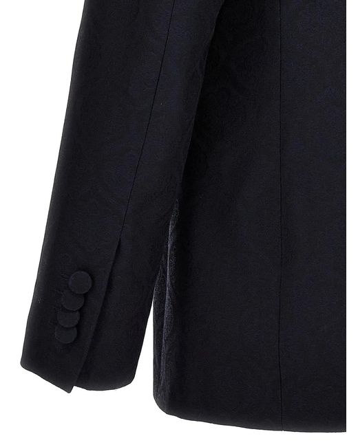 Etro Blue Single-Breasted Jacquard Blazer for men