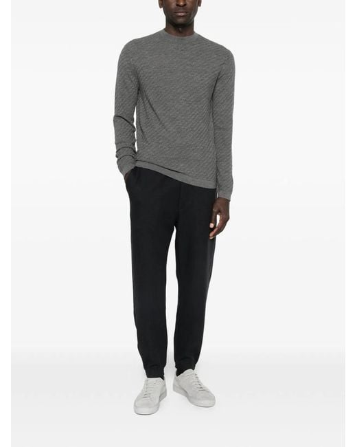 Emporio Armani Gray Wool Crewneck Sweater for men
