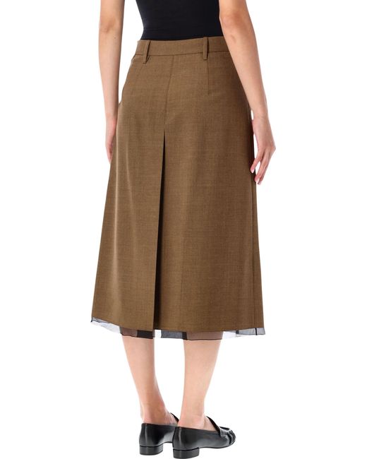 Prada Brown Skirt Front Plit