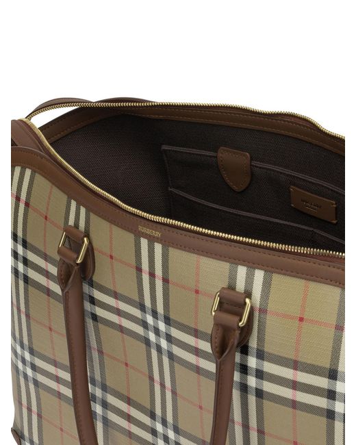 Burberry Natural "Check" Large Shoulder Bag