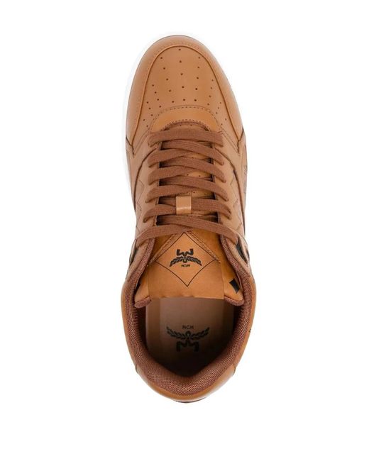 MCM Brown Printed Canvas Terrain Sneakers for men