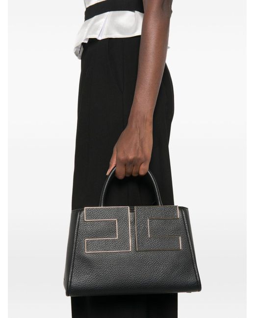 Elisabetta Franchi Black Faux Leather Tote Bag