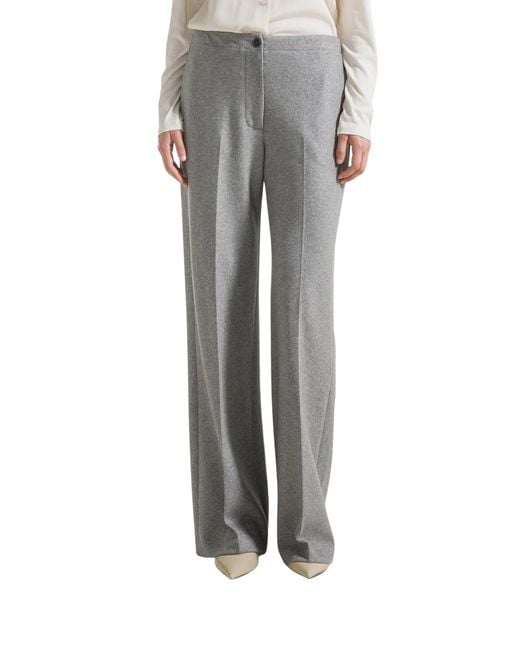 SEVENTY VENEZIA Gray Long Relaxed Fit Flannel Trousers