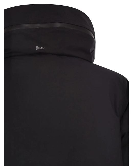 Herno Black A-Shaped Down Jacket With Hood, 2 Layers