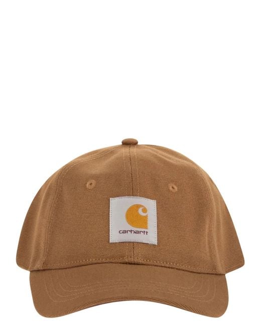 Carhartt Brown Cap With Visor And Logo