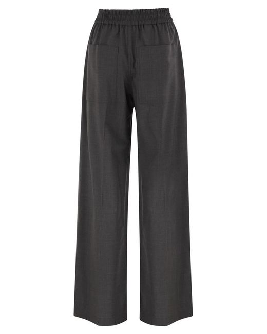 Brunello Cucinelli Gray Stretch Virgin Wool Fluid Trousers