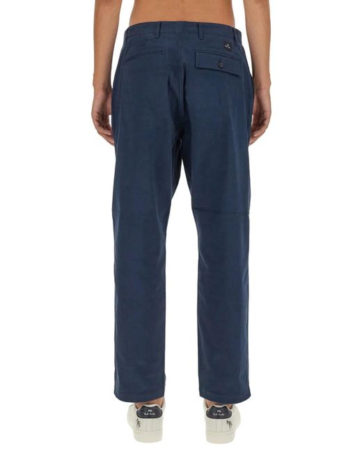 Paul Smith Blue Flat Front Pants for men