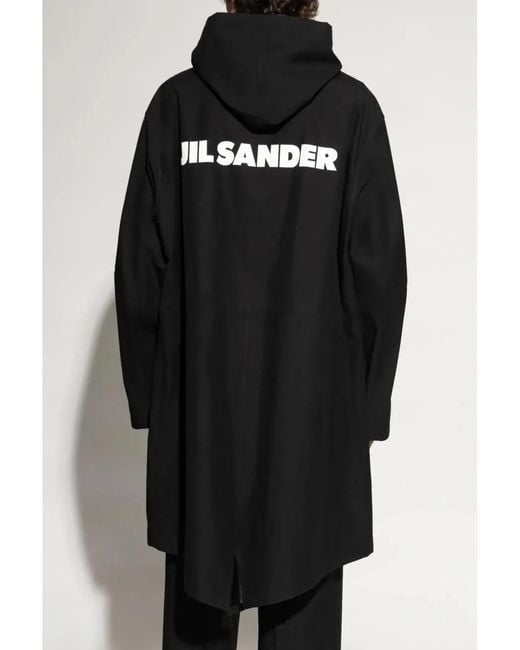 Jil Sander Black Cotton Logo Parka for men