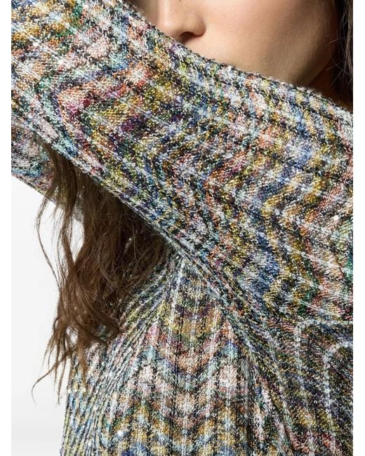 Missoni Gray Zig Zag Motif Crenweck Sweater