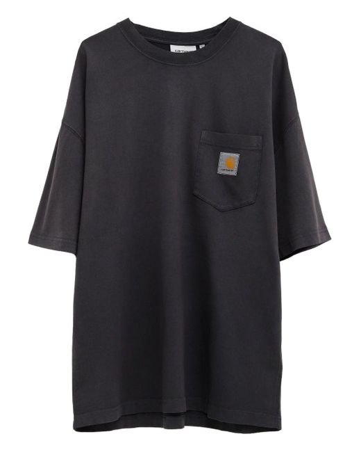 Carhartt Black Charcoal Cotton S/S Hudson Pocket T-Shirt for men