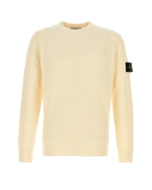 Stone Island Natural Cream Wool Sweater for men