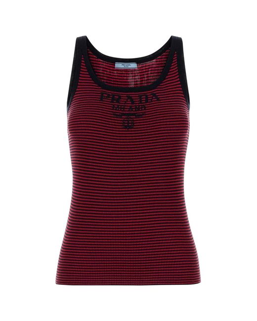 Prada Embroidered Silk Tank Top