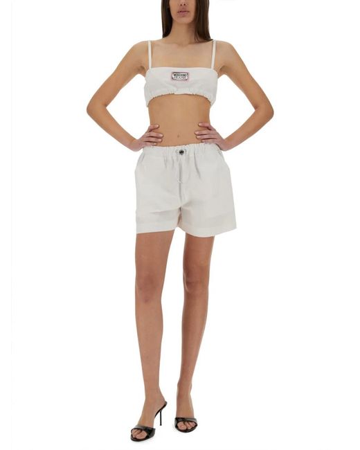 Moschino White Cotton Bandeau Top