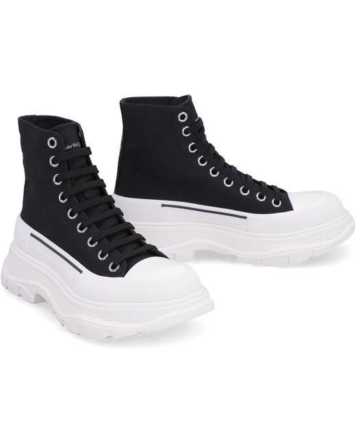 McQueen White Canvas Tread Slick Sneakers