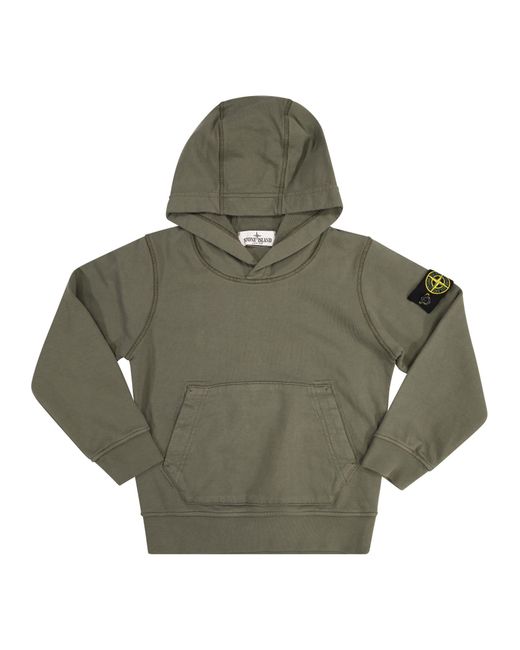 Stone Island Green Hooded Sweatshirt With Badge