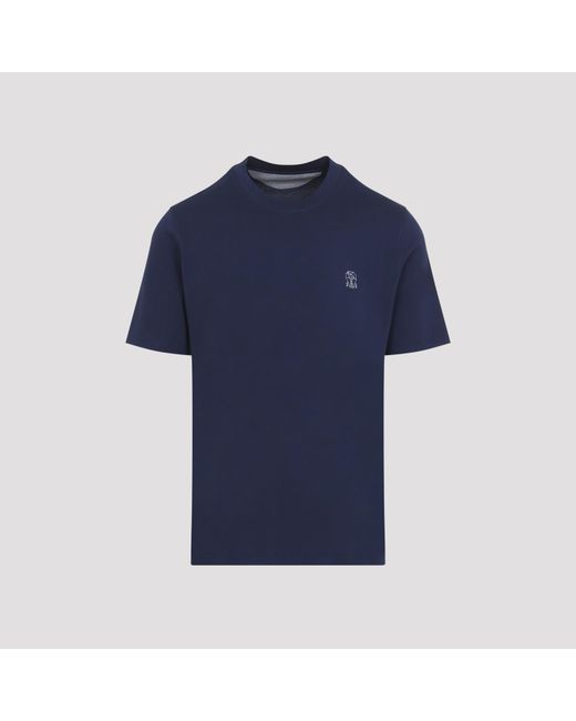 Brunello Cucinelli Blue Cadetto Cotton T-Shirt for men