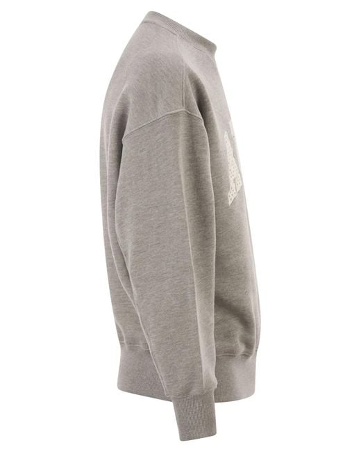 Autry Gray Cotton Crew Neck Sweatshirt With Logo