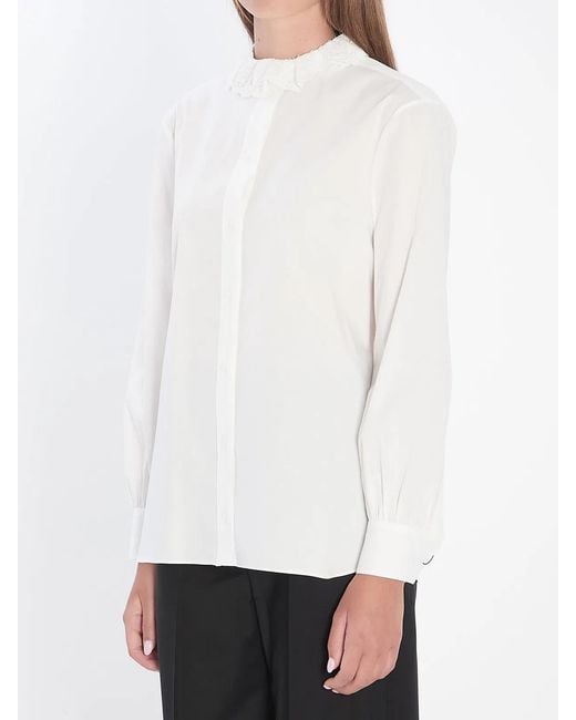 Saint Laurent White Shirt Riffle Neck