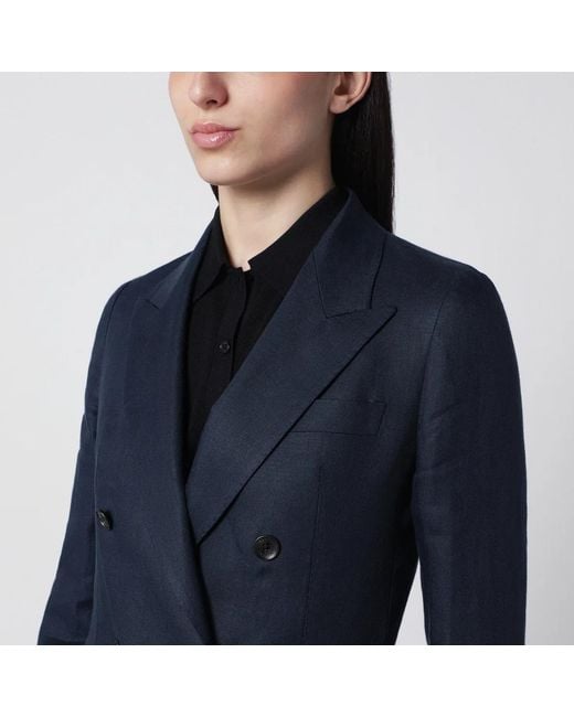Tagliatore Blue Doublebreasted Linen Jacket