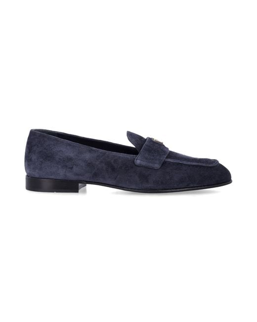 Prada Blue Suede Loafers