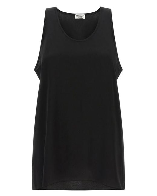 Brunello Cucinelli Black 'Monile' Silk Top