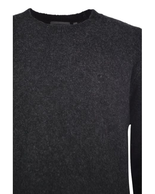 Carhartt Black Mélange Crew Neck Knit With Embroidered Logo