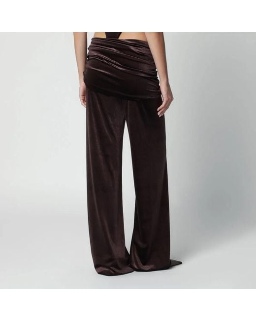 ANDAMANE Black Velveteffect Trousers With Draped Waistband